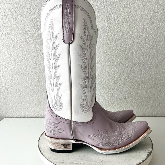 Lane LEXINGTON Purple Cowboy Boots Western Cowgirl Tall Snip Toe Mid Calf 7.5 - Picture 3 of 12